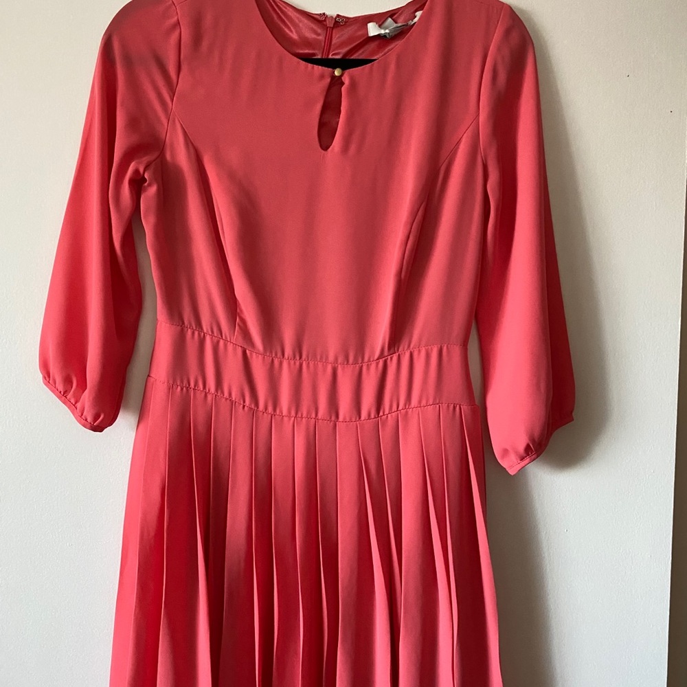 Pleated coral dress
